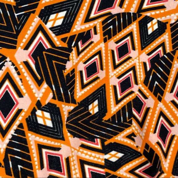 Lularoe Tall & Curvy orange, black, white, red diamond design leggings, like new - Picture 4 of 9
